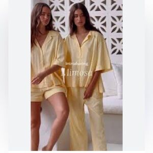 Piyama Women's Yellow cotton Pajama Set
